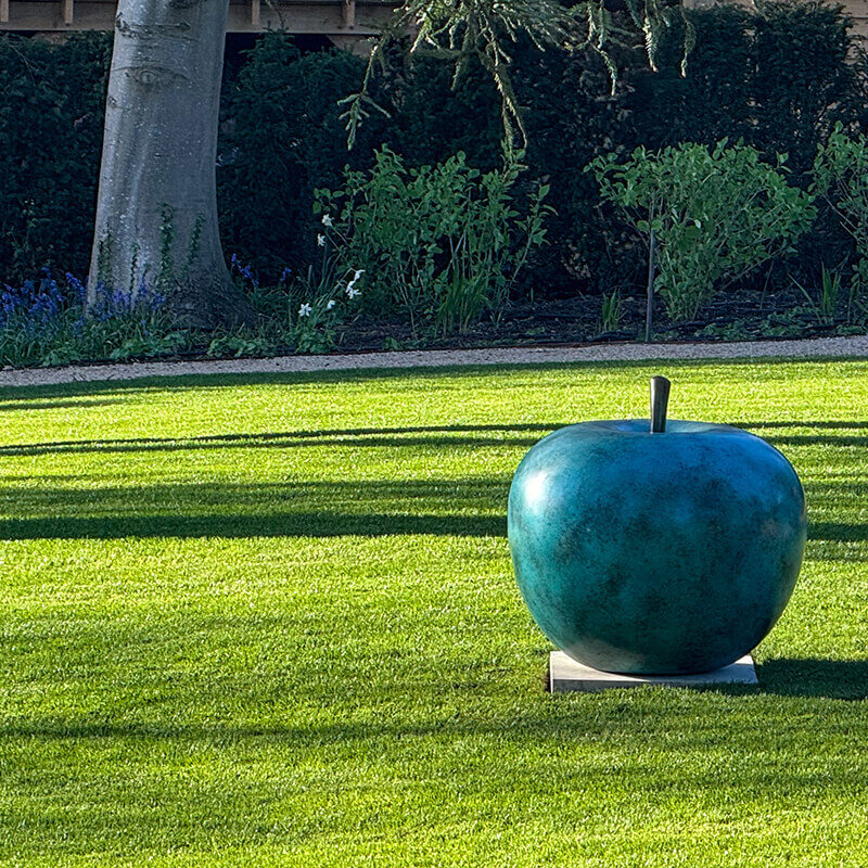 James parker large bronze apple sculpture 90cm garden berkshire