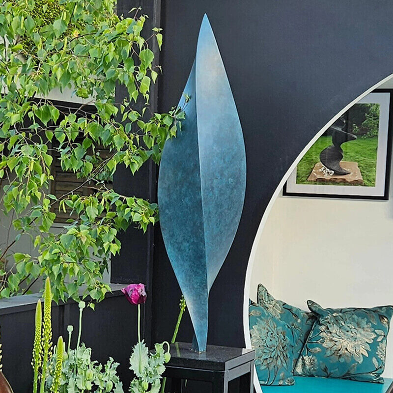 Limited edition bronze leaf sculpture by James Parker displayed at the RHS Chelsea Flower Show